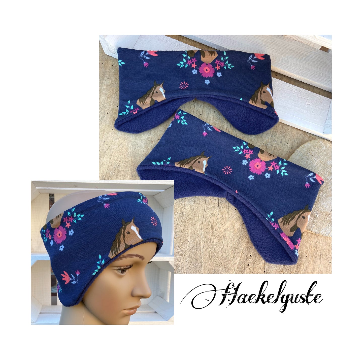 Fleece  "Pferde" Stirnband Mädchen warmes Stirnband Ohrenwärmer