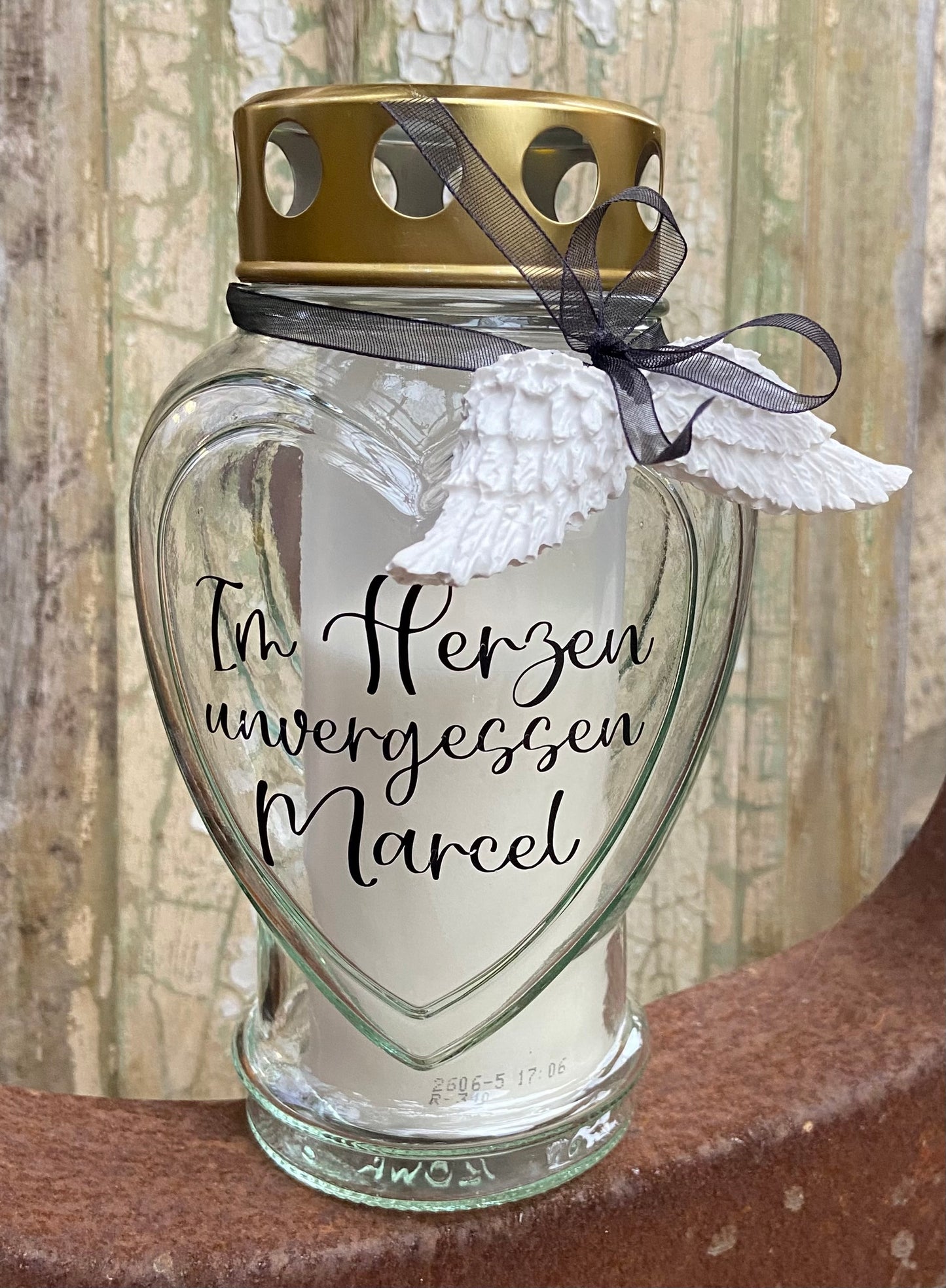 Grablicht / Trauerlicht / Grabschmuck / Beisetzung / Personalisiert / Trostlicht / Erinnerungslicht / Grablaterne / Grableuchte mit Name