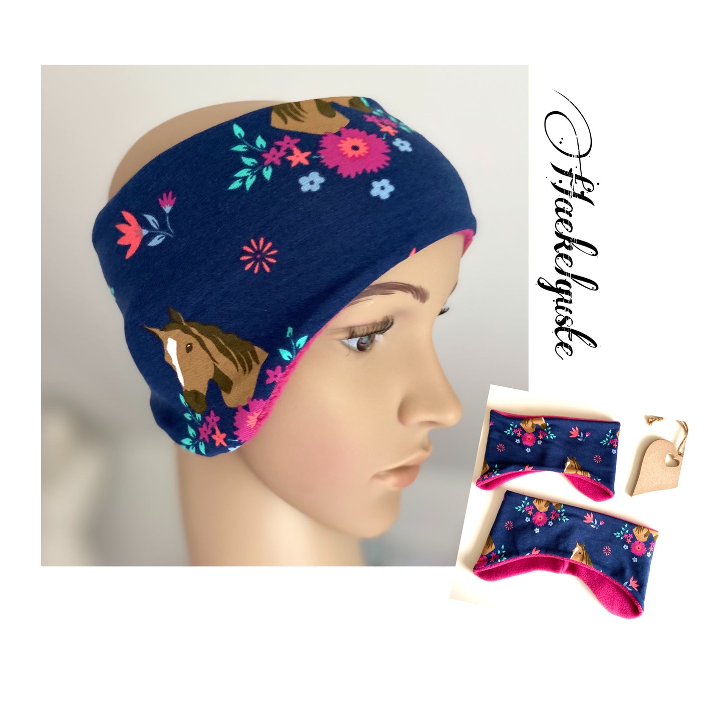 Fleece  "Pferde" Stirnband Mädchen warmes Stirnband Ohrenwärmer