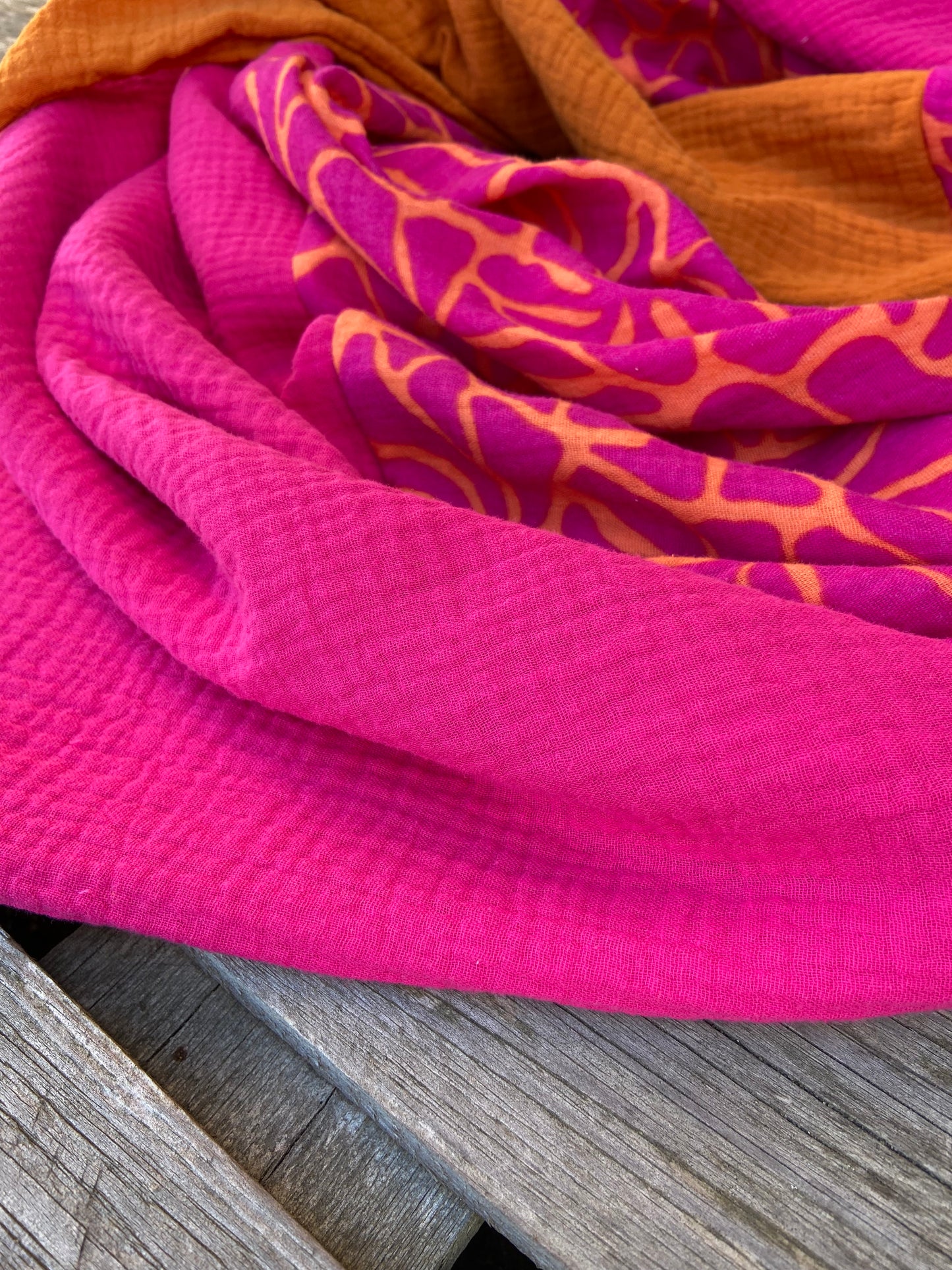 XXl Musselintuch großes Dreieckstuch, Damen Schal, orange , pink , neon, Streifen , Blockstreifen Musselintücher, Stilltuch , Strandlaken