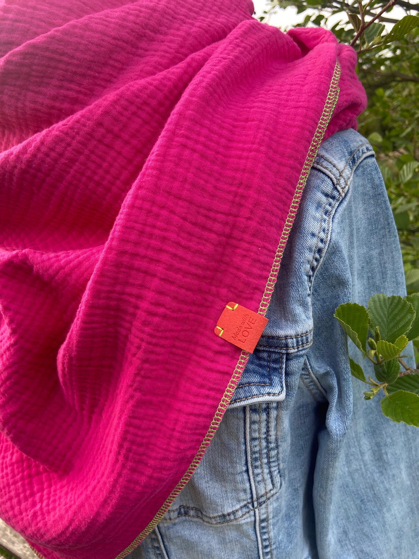 Musselintuch,  großes Dreieckstuch, Damen Schal, neon Pink, Pfefferminz, grün, Musselintücher, Cupple