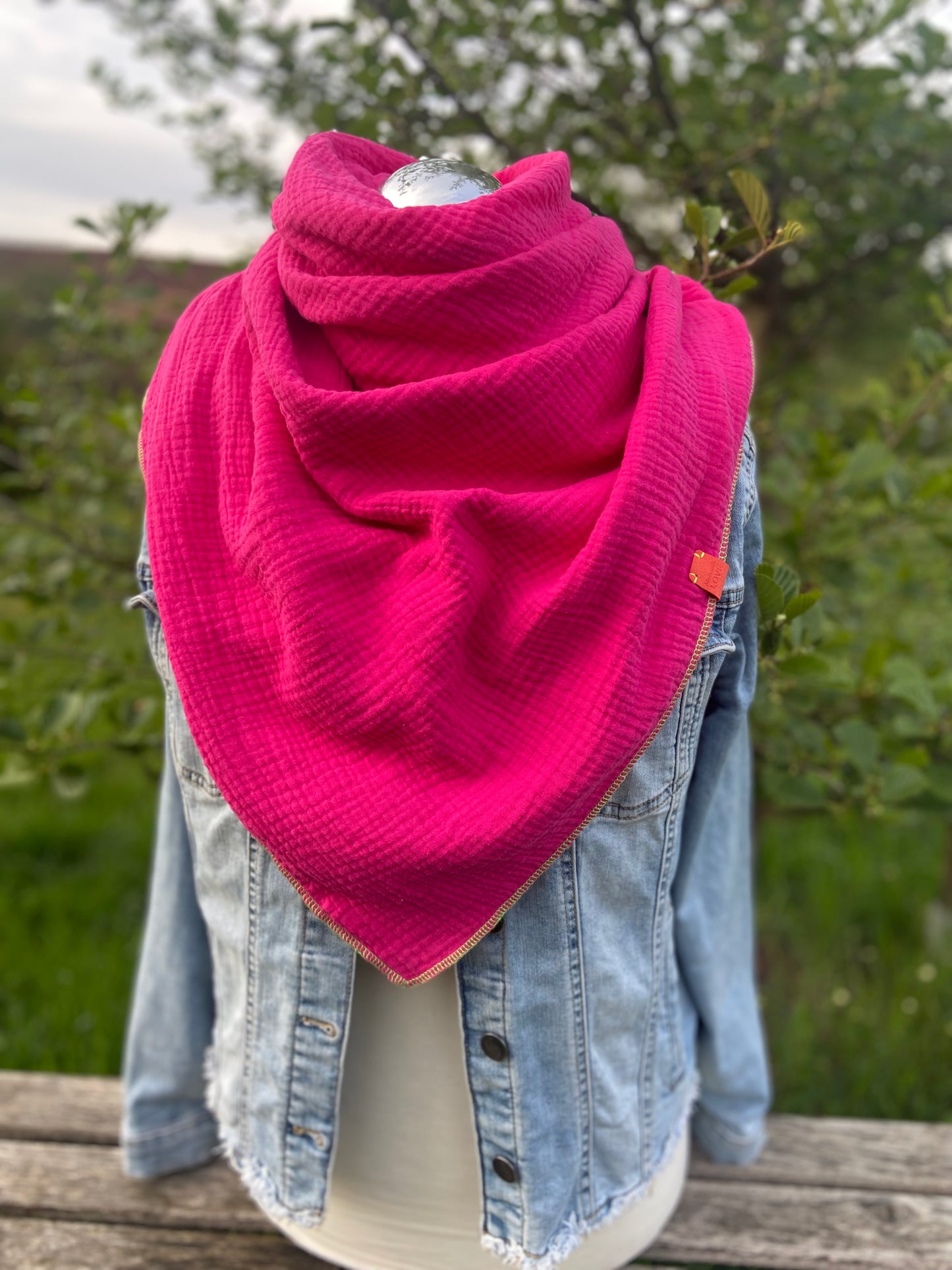 Musselintuch,  großes Dreieckstuch, Damen Schal, neon Pink, Pfefferminz, grün, Musselintücher, Cupple