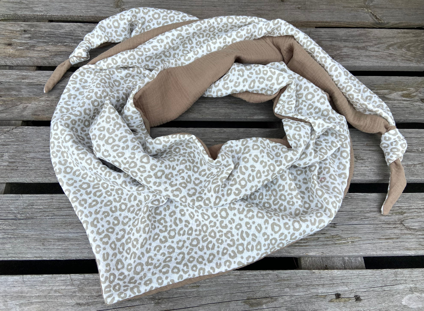 XXL Musselin Wende - Dreieckstuch Musselin leopardenprint großes Tuch Damen Musselintuch Geschenk Geburtstag Mama