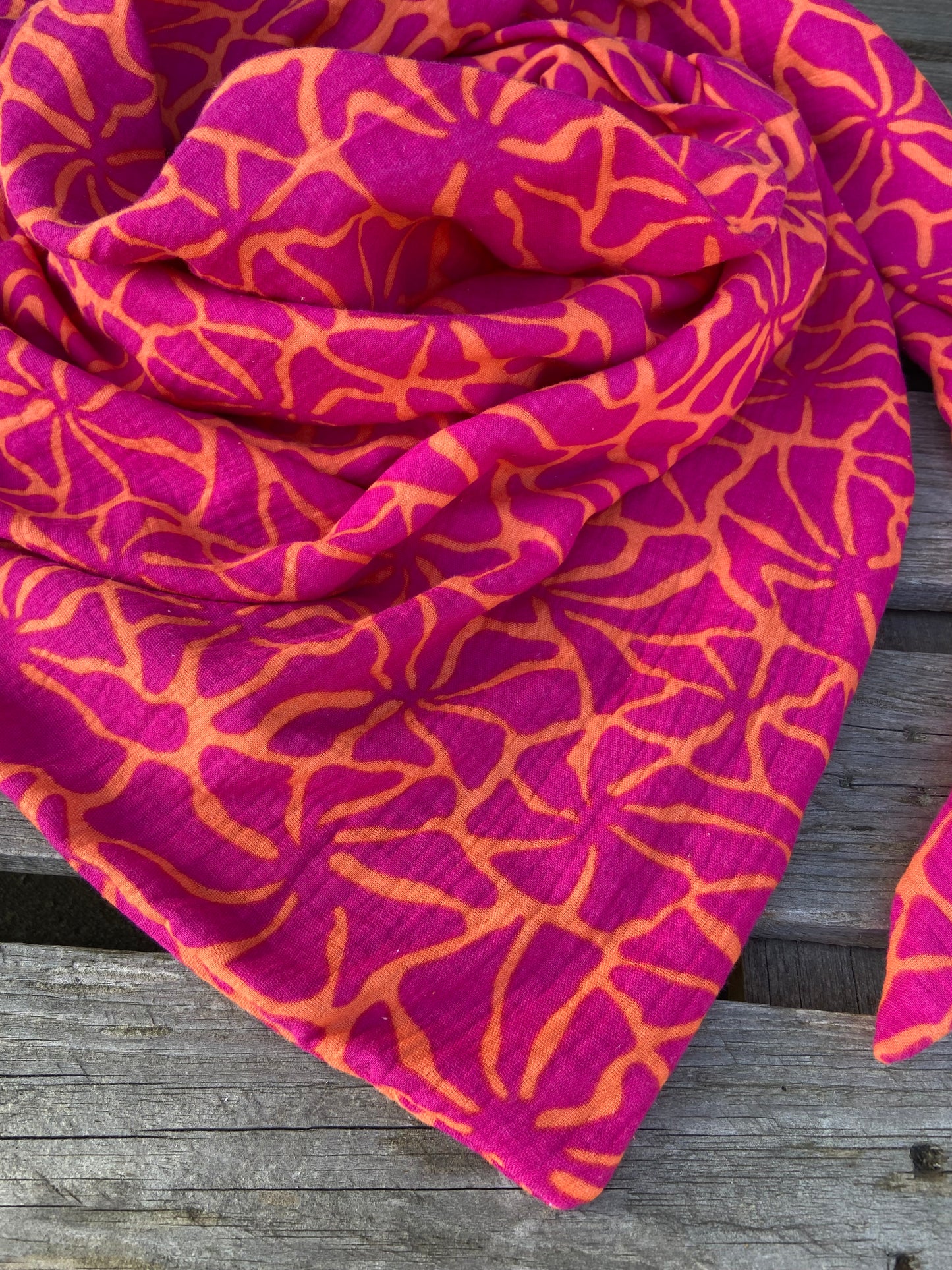XXl Musselintuch großes Dreieckstuch, Damen Schal, orange , pink , neon, Musselintücher, Stilltuch , Strandlaken