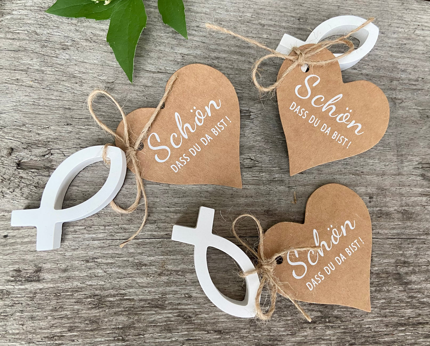 Platzkarten, Tischdeko, Tischkarten, Deko Landhaus, Shabby Hochzeit Taufe Konfirmation Schön das du da bist
