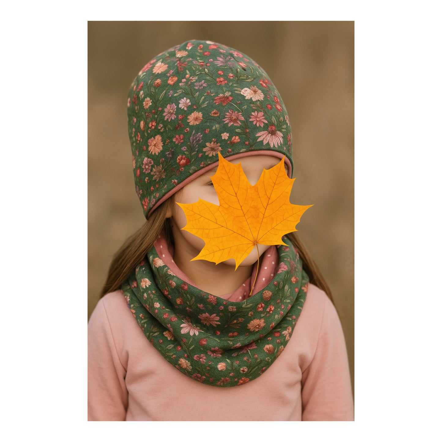 3 Tlg. Set Blümchen Beanie Mädchen Blumen Mütze Girl Übergang Set vintage Geschenk