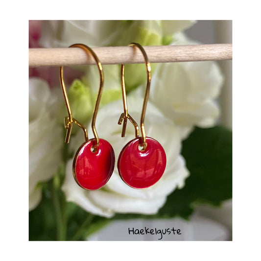 Emaille Ohrhänger Plättchen rot Ohrringe kirschrot knallrot Ohrschmuck