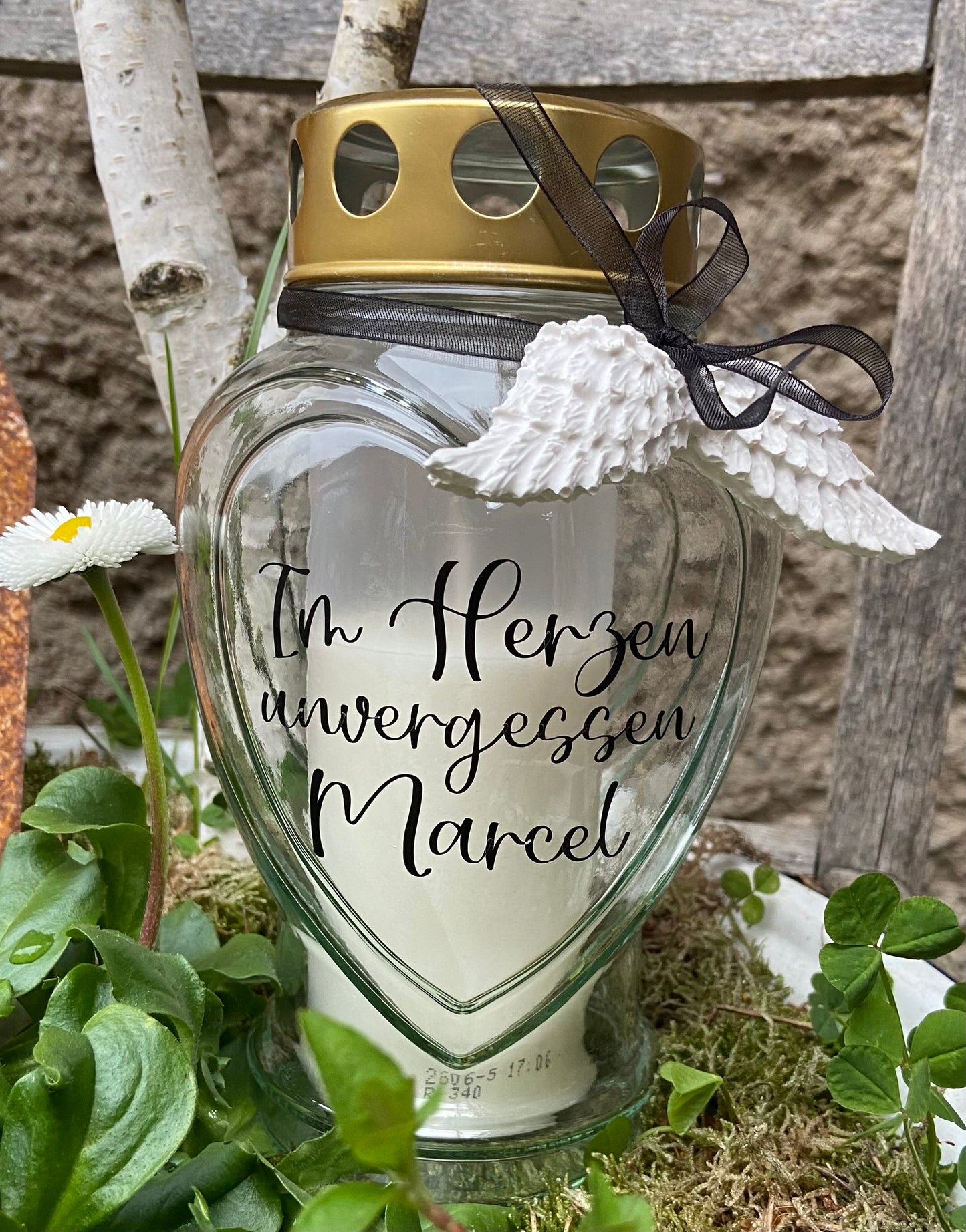 Grablicht / Trauerlicht / Grabschmuck / Beisetzung / Personalisiert / Trostlicht / Erinnerungslicht / Grablaterne / Grableuchte mit Name