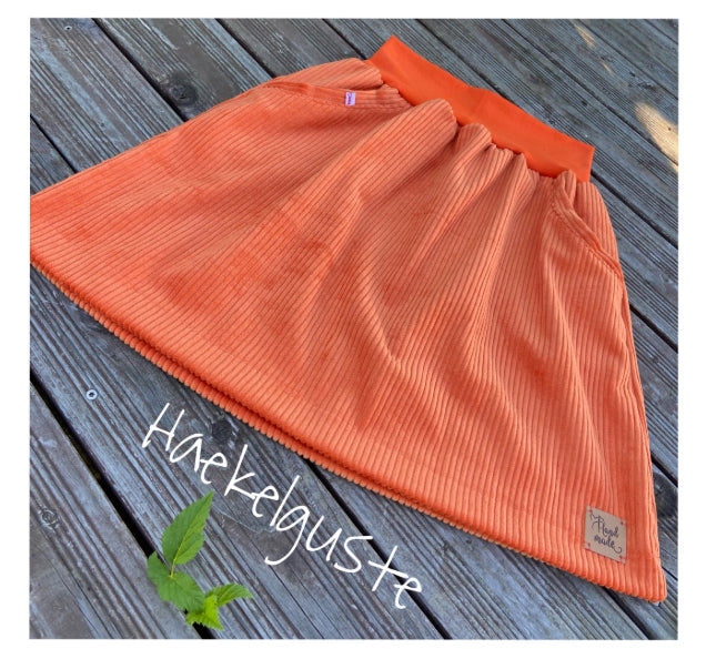 Cord Rock orange Breitcord Rock Cord A-Form Damen Rock mit Taschen Herbst Hüftrock Taillienrock