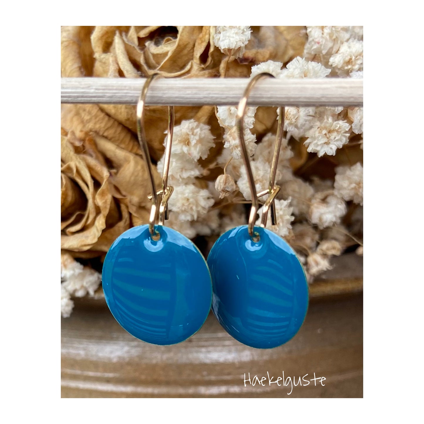 Emaille Ohrhänger Plättchen petrol 16 mm Ohrringe