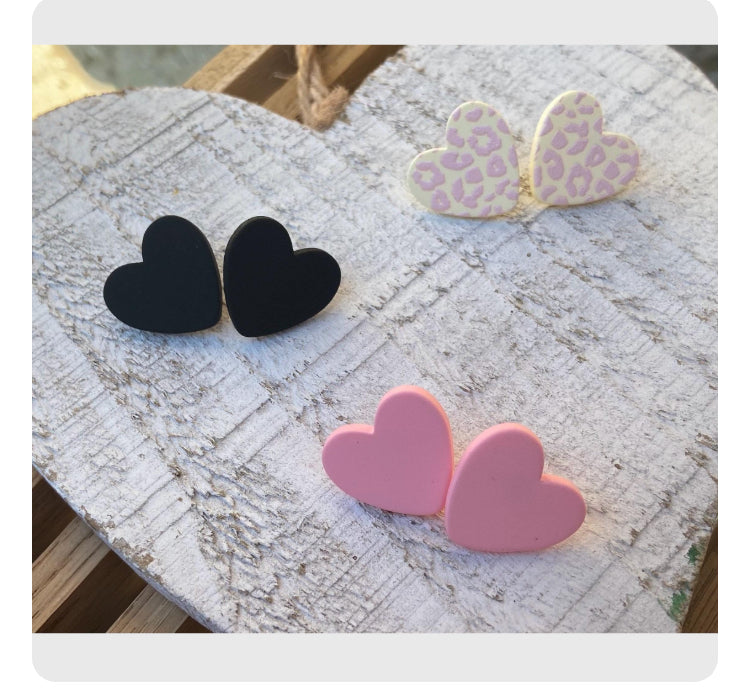 von Herzen Ohrstecker rosa pink schwarz Geschenk Ohrringe Herz