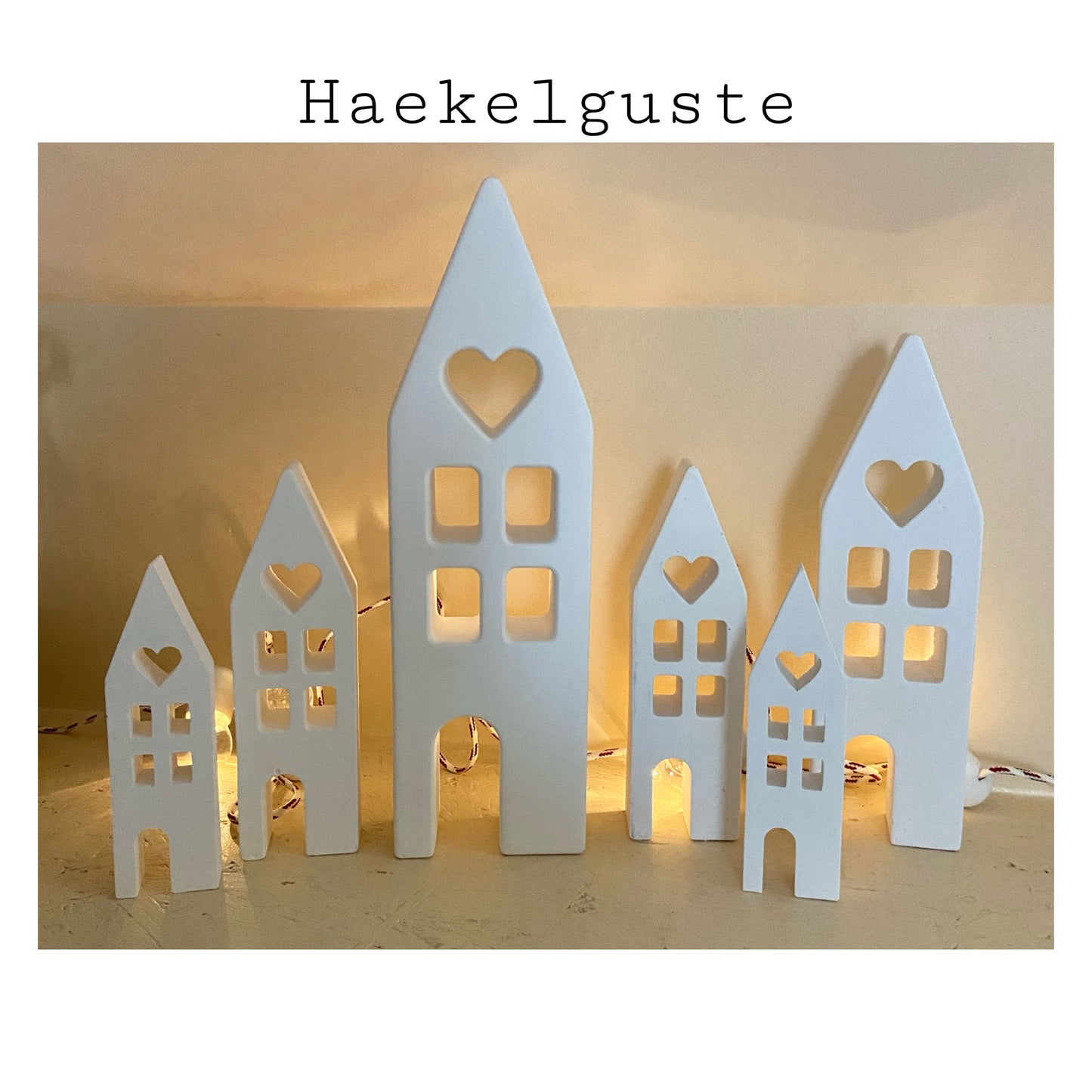 große Häuser weiß Deko Landhaus Hochzeit Tischdeko Geburtstag Geschenk Set 6 Größen Häuser Lichterhäuser Hygge Scandi Haus Kerzenteller