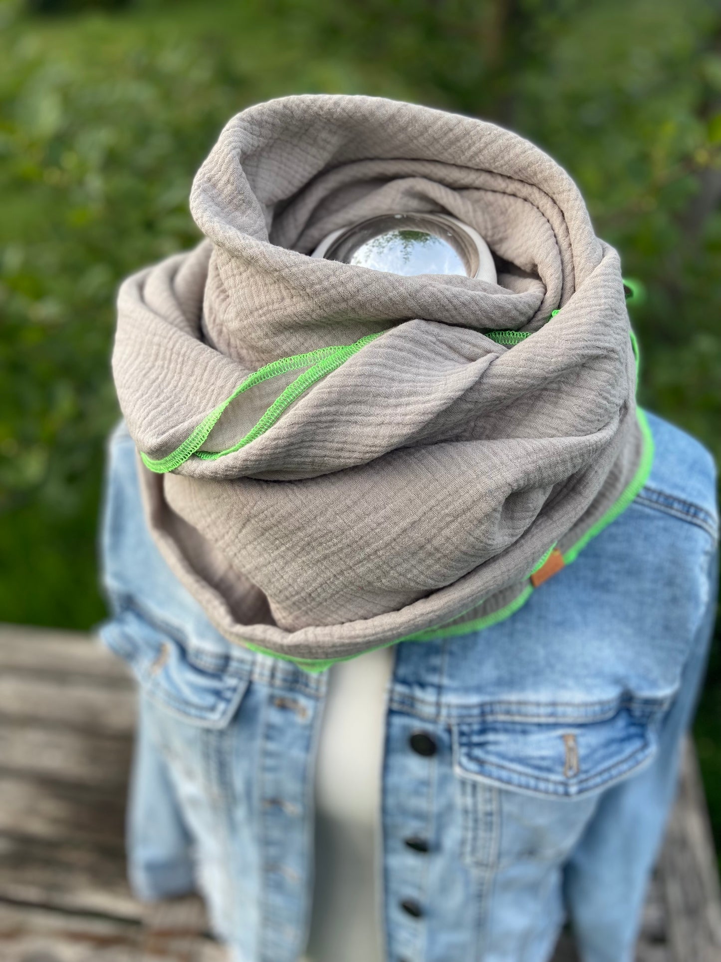 Musselintuch,  großes Dreieckstuch, Damen Schal, sand beige , neon grün, Musselintücher, Cupple