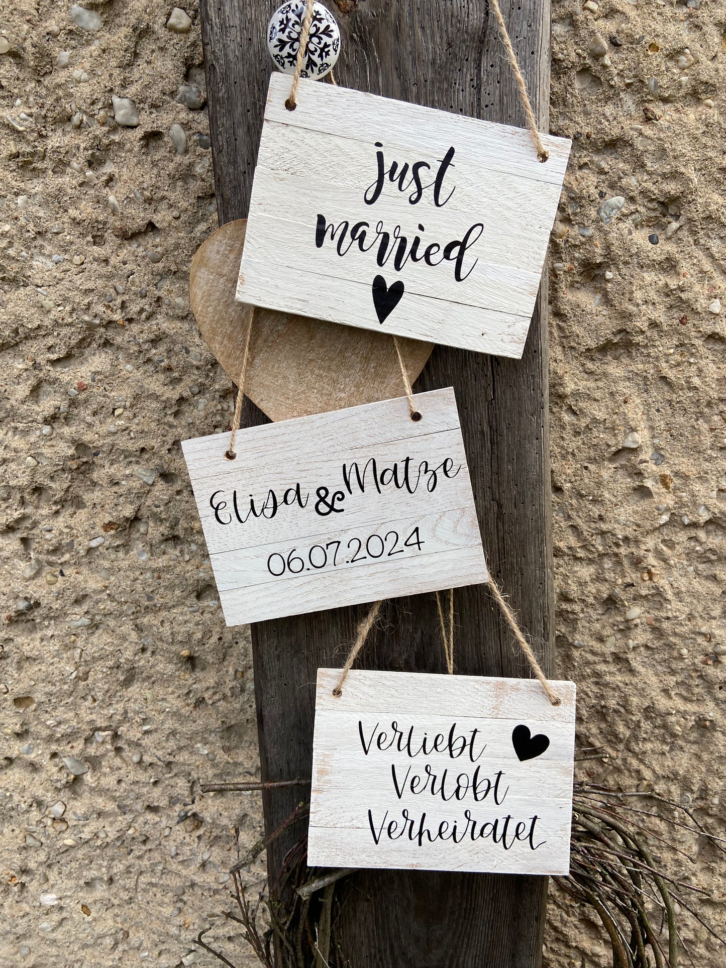 Holzschilder, Dekoschilder, Candybar, Hochzeit, Wollkommen, Just Married, Geschenk Hochzeit