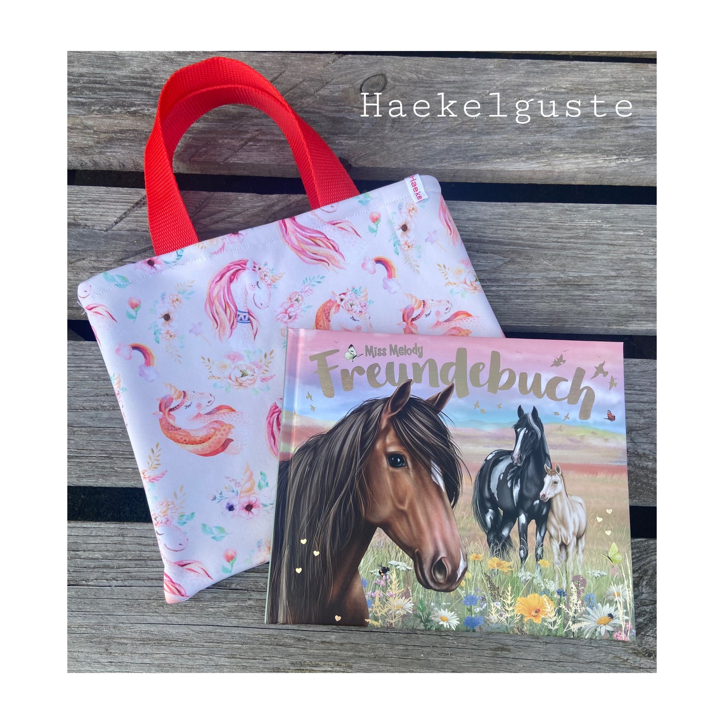 Freundebuch Einhorn Set Tasche , Geschenk Mädchen, Buch Erinnerungen , Kita Freunde , Kindergartenalbum