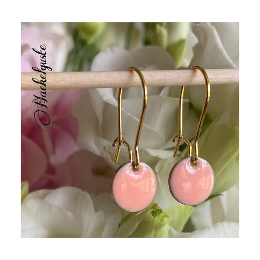 Emaille Ohrhänger Plättchen Ohrringe Aprikose Ohrschmuck