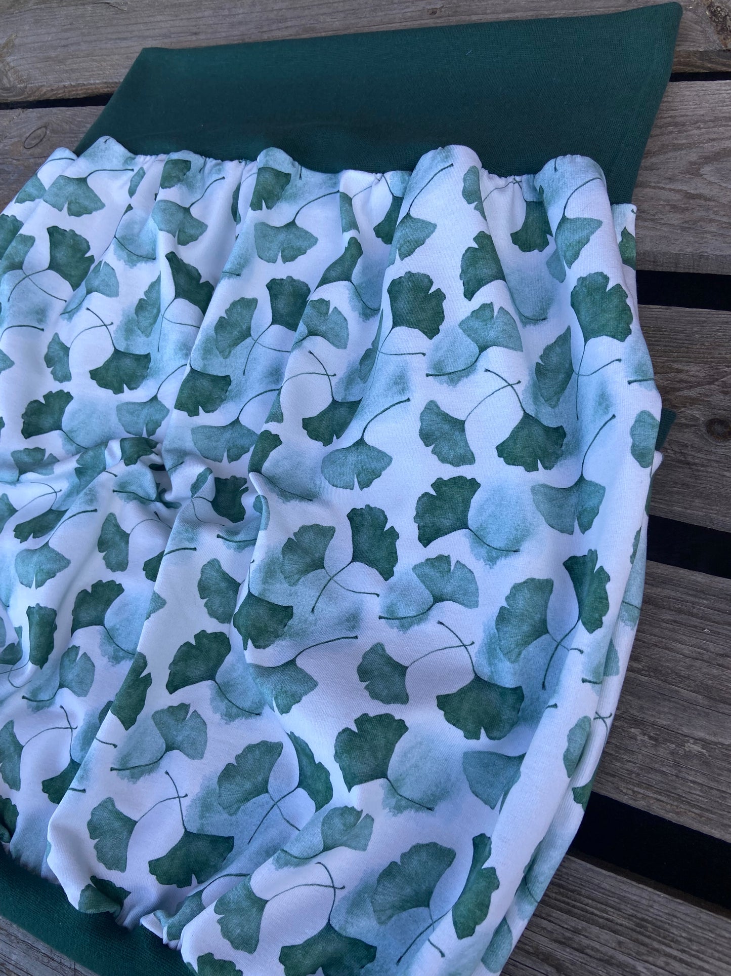 Ballonrock Ginkgo Muster / Jersey Rock Damen / Blätter Blatt / Hüftrock / Sommerrock / grün & weiß / Rock mit Taschen (Kopie)