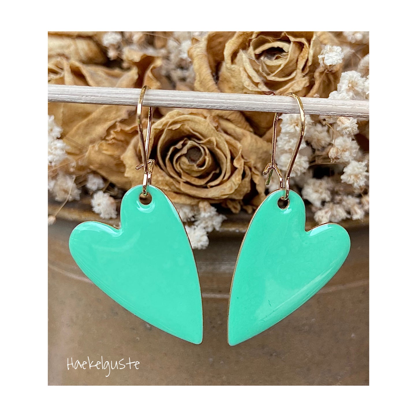 von Herzen Emaille Ohrhänger Plättchen Ohrringe mint
