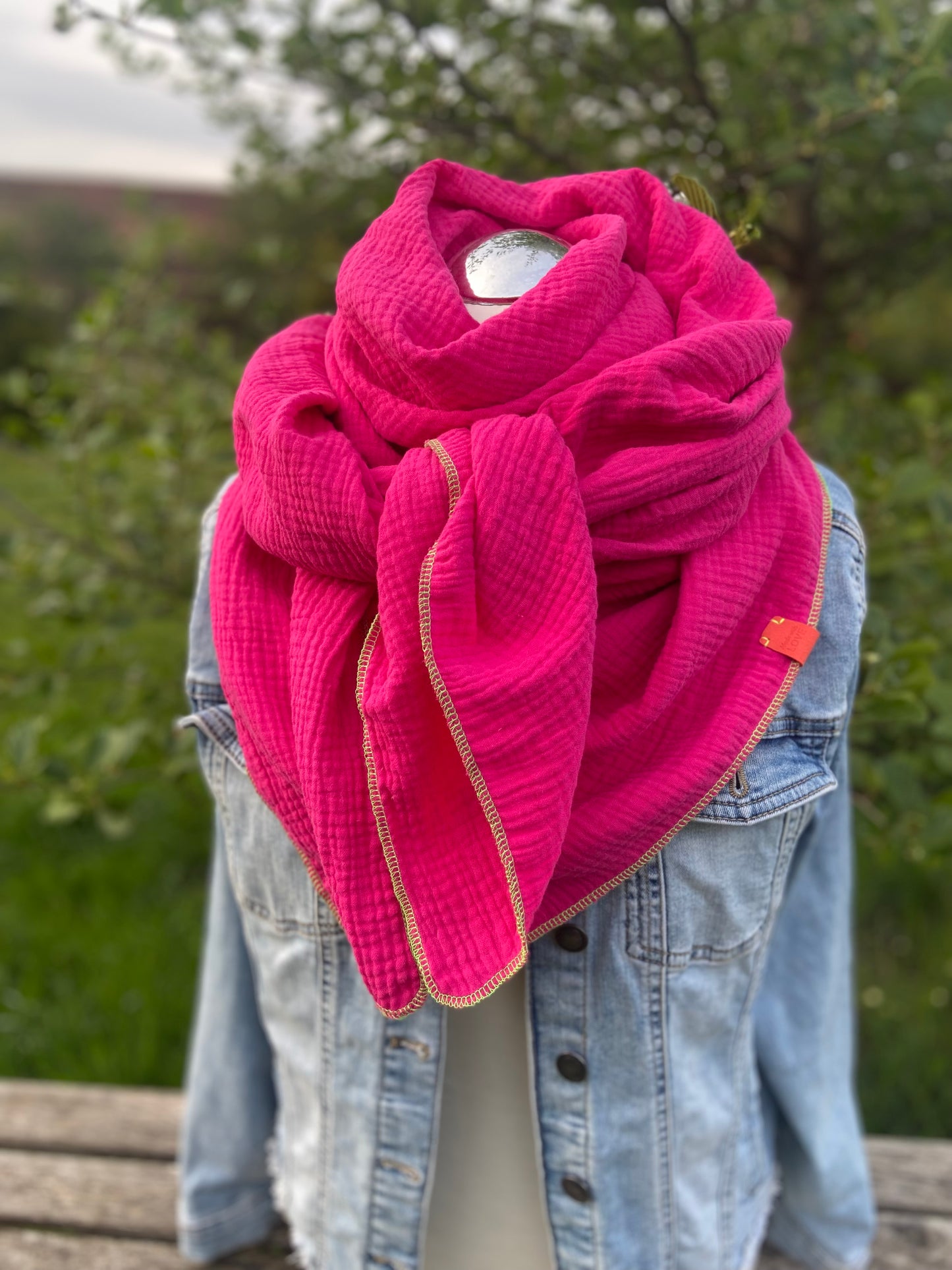 Musselintuch,  großes Dreieckstuch, Damen Schal, neon Pink, Pfefferminz, grün, Musselintücher, Cupple