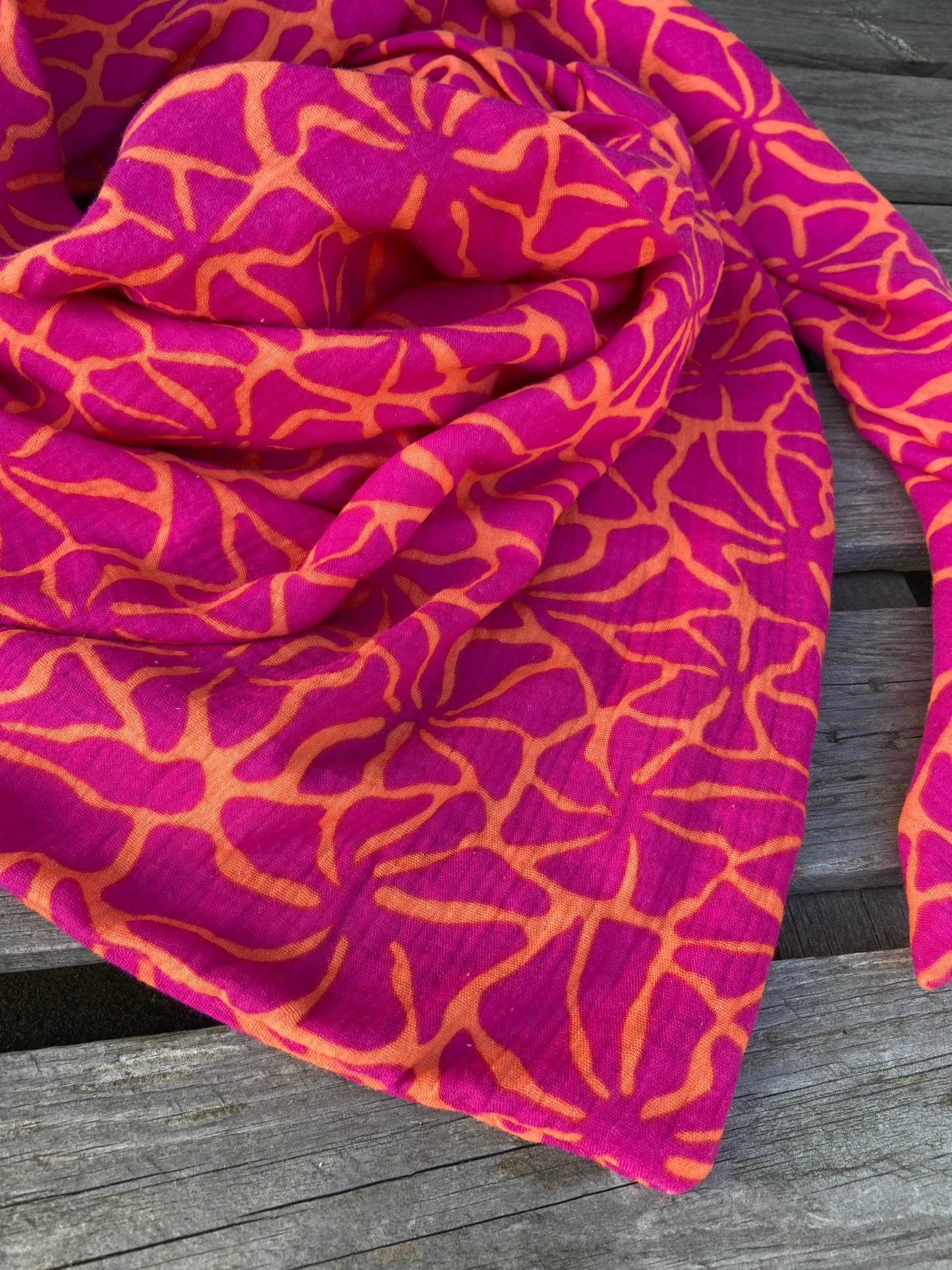 XXl Musselintuch großes Dreieckstuch, Damen Schal, orange , pink , neon, Musselintücher, Stilltuch , Strandlaken