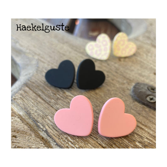 von Herzen Ohrstecker rosa pink schwarz Geschenk Ohrringe Herz