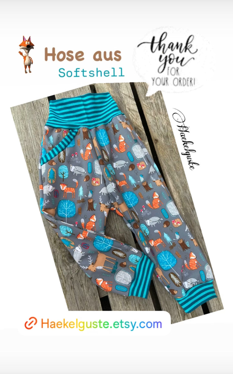 Softshell Hose Fuchs Matschhose Buddelhose Überhose Outdoor Pants gefütterte Hose unisex Waldkindergarten warme Hose