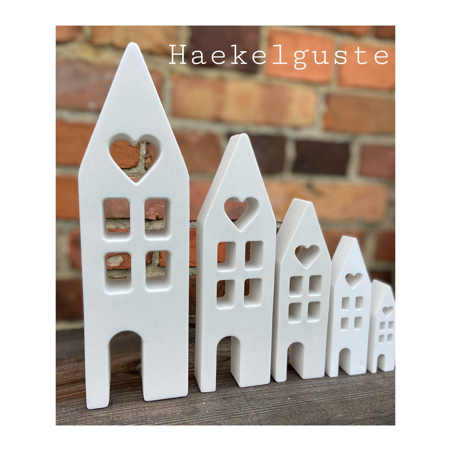 große Häuser weiß Deko Landhaus Hochzeit Tischdeko Geburtstag Geschenk Set 6 Größen Häuser Lichterhäuser Hygge Scandi Haus Kerzenteller