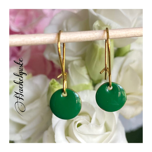 Emaille Ohrhänger Plättchen Ohrringe grün Ohrschmuck