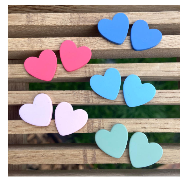 von Herzen Ohrstecker blau rosa pink mint Geschenk Ohrringe Herz