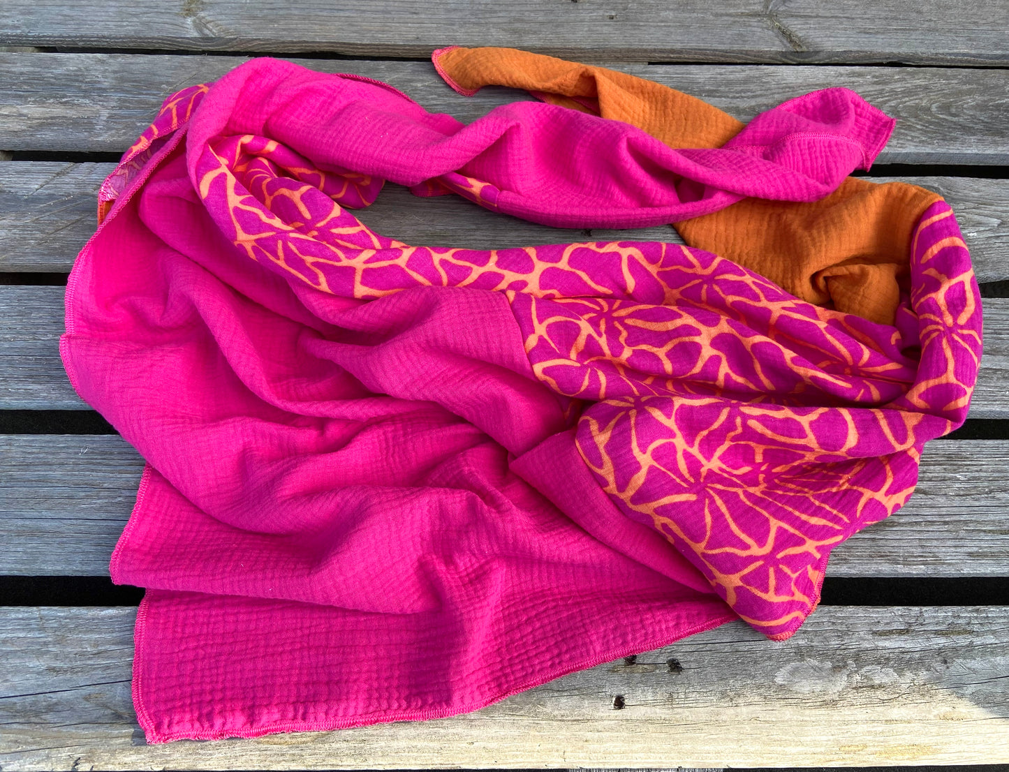 XXl Musselintuch großes Dreieckstuch, Damen Schal, orange , pink , neon, Streifen , Blockstreifen Musselintücher, Stilltuch , Strandlaken
