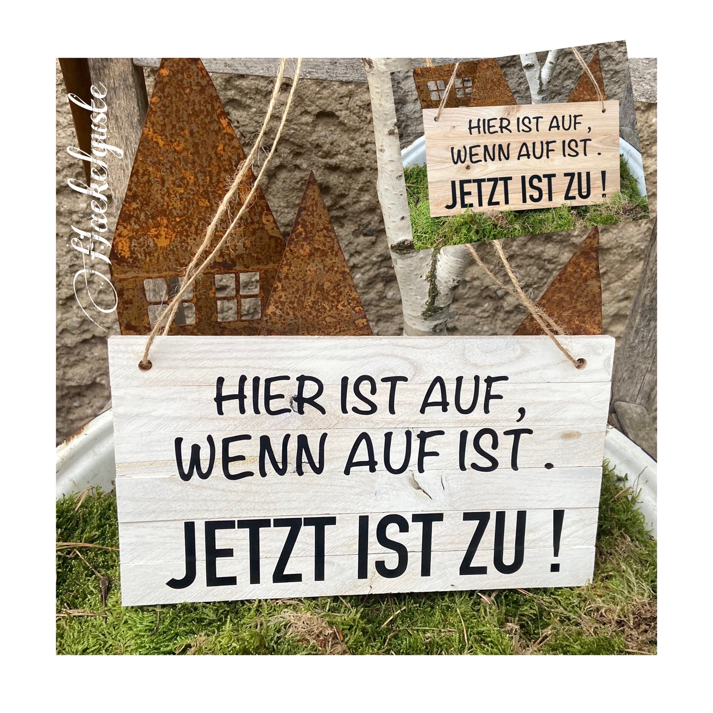 Türschild / Geschäft / Laden Türschild / Holzschild Eingang  / Offen / geöffnet / geschlossen