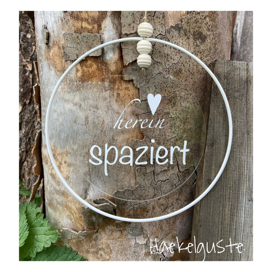 Türkranz herein spaziert Haus Metallring Geschenk Hauseinweihung Freundin Türschild weiß Eingang 20 cm neues Heim Zuhause Hochzeit