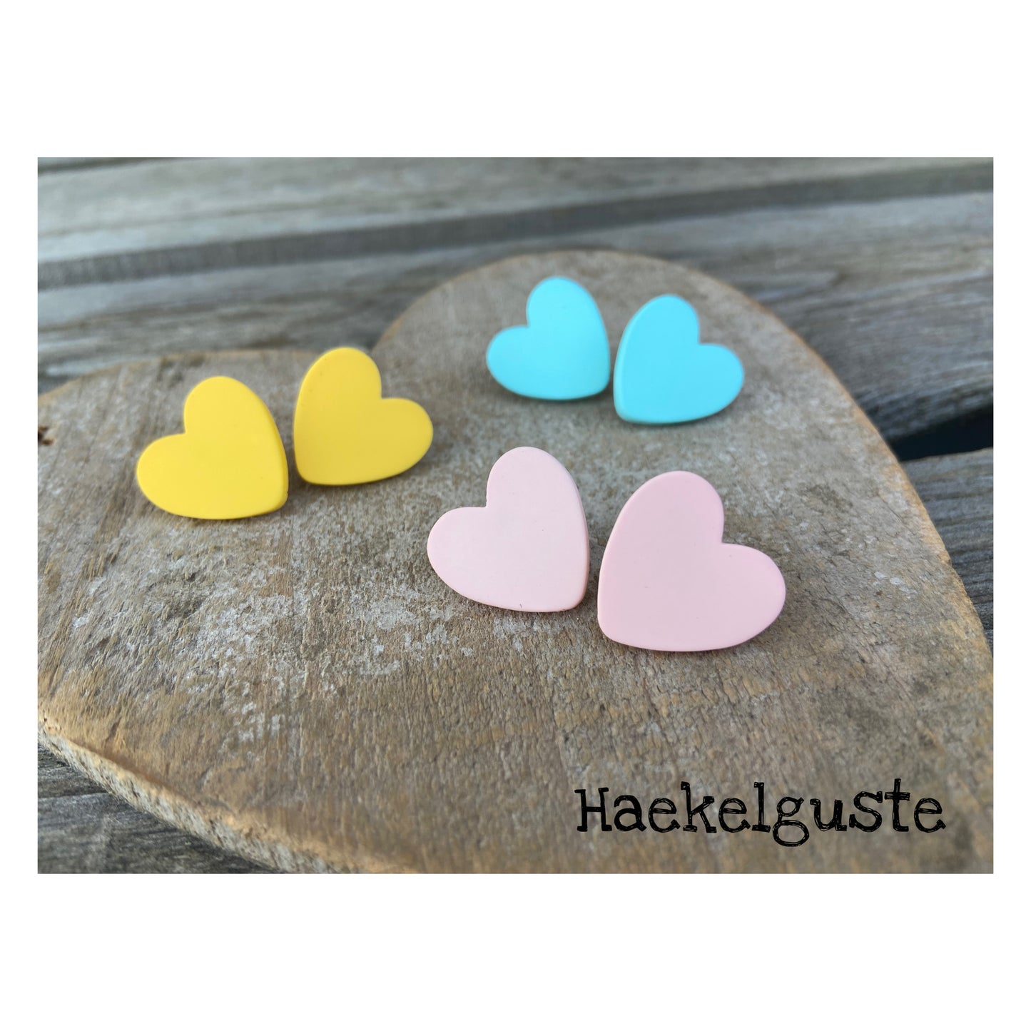 von Herzen Ohrstecker gelb türkis rosa Geschenk Ohrringe Herz