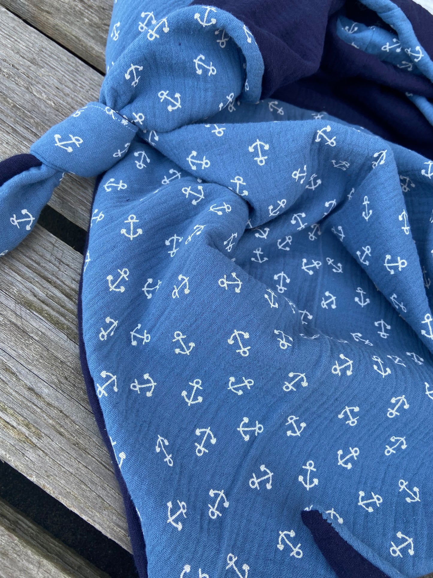 XXL Anker Musselin Wende - Dreieckstuch blau großes Tuch Damen Meerliebe Teenager Geschenk Geburtstag Mama