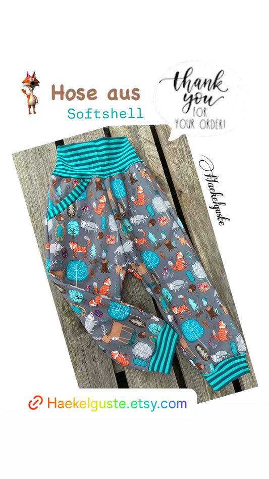 Softshell Hose Fuchs Matschhose Buddelhose Überhose Outdoor Pants gefütterte Hose unisex Waldkindergarten warme Hose